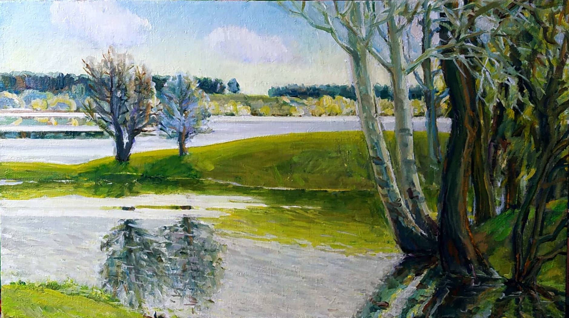 Весна на Орелі п.о. 2021 50x90 Владислав Климович полотно, олія